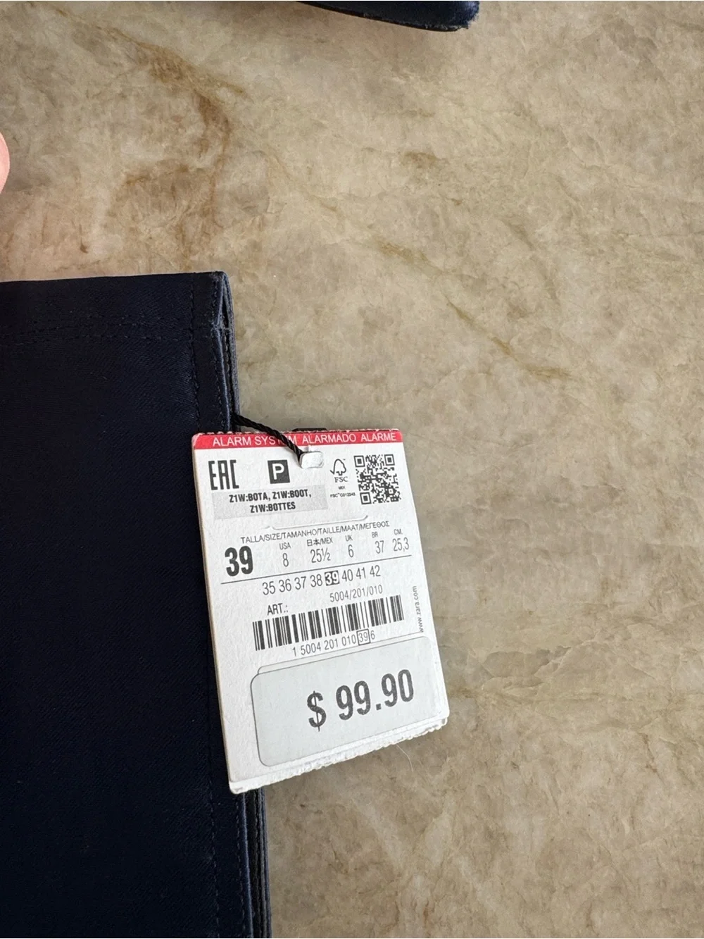 Zara Satin Navy Over-the-Knee Pointed Toe Block Heel Boots